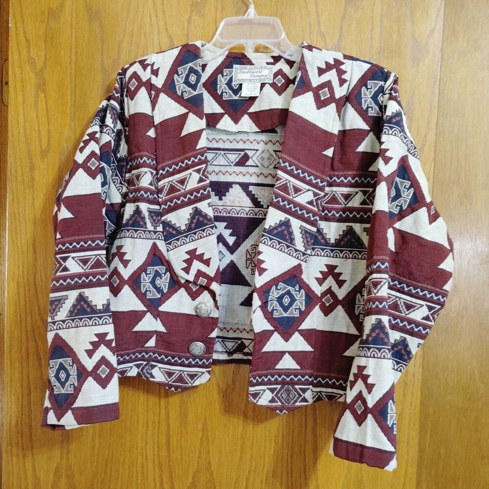 Southwest Canyon 1X Bolero Jacket Print Rodeo Aztec Vintage Tapestry
